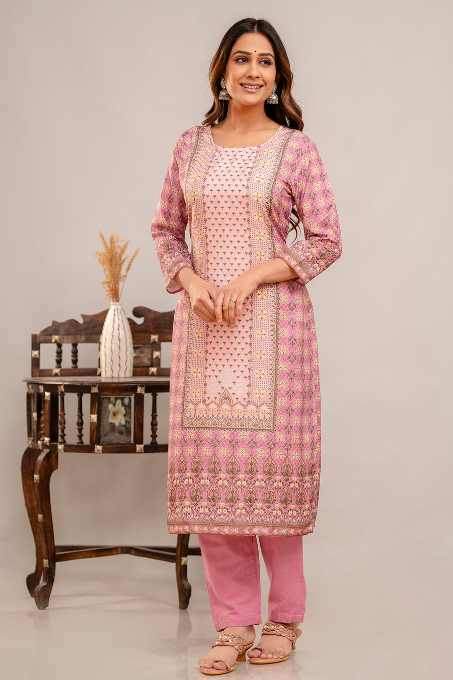 PINK SUMMER PRINT SUIT SET