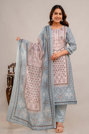 Summer print  Ice blue beautiful suit set