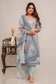 Summer print  Ice blue beautiful suit set