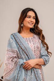 Summer print  Ice blue beautiful suit set