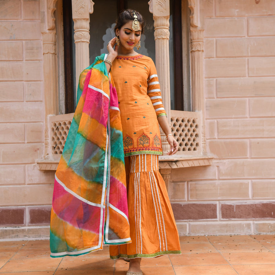 Orange Sharara Suit Set