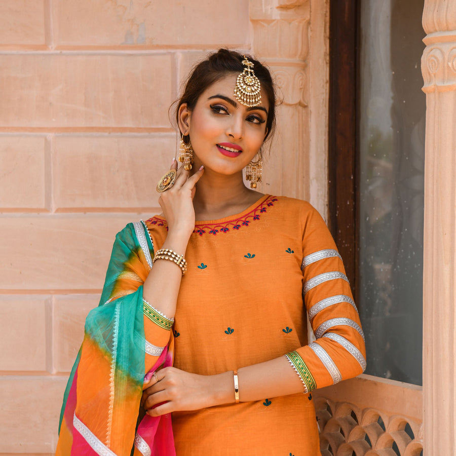 Orange Sharara Suit Set