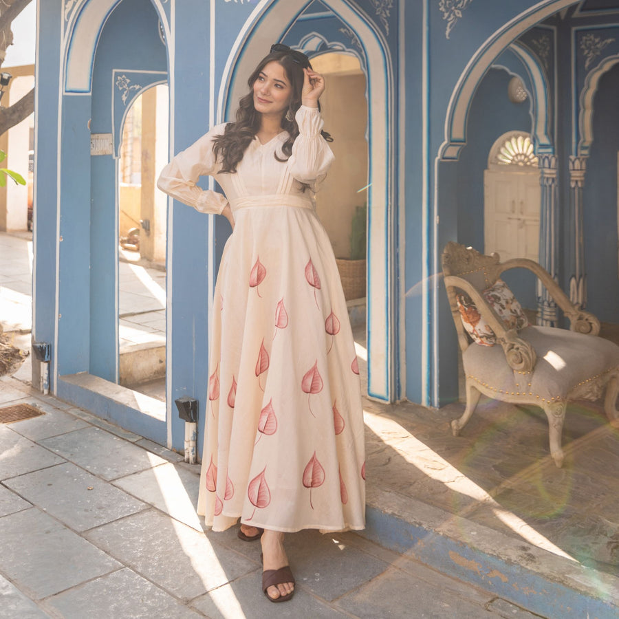 Hand Painted Organza Ethnic Dress