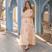 Hand Painted Organza Ethnic Dress