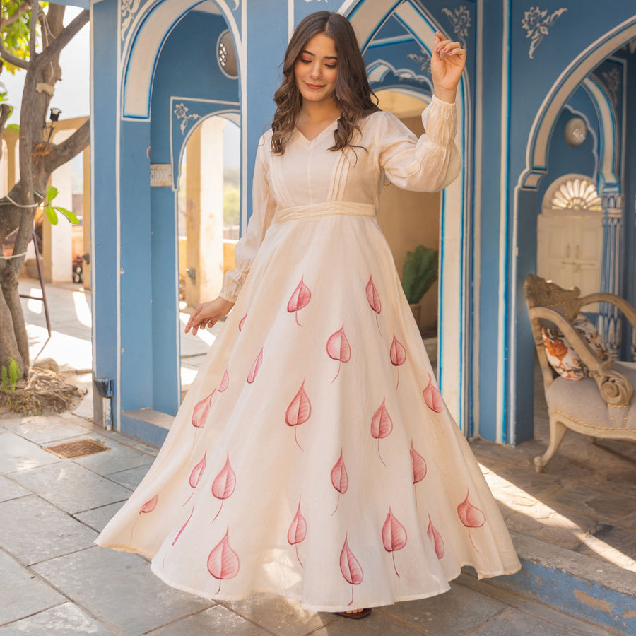 Hand Painted Organza Ethnic Dress