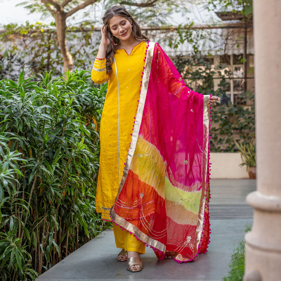 Yellow Multicolor Suit Set