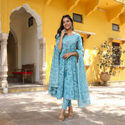 Powder Blue Anarkali Suit Set