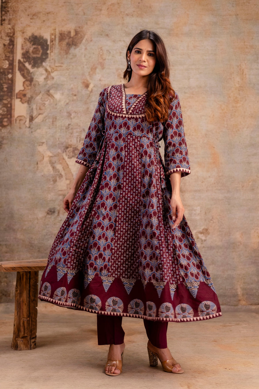 Women Ethnic Motifs Printed Pure Cotton Anarkali Kurta with Trouser & Dupatta