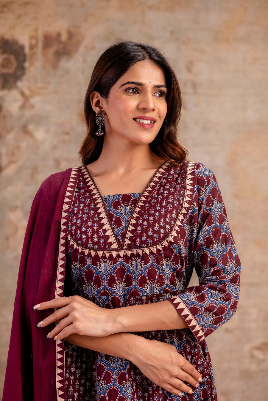 Women Ethnic Motifs Printed Pure Cotton Anarkali Kurta with Trouser & Dupatta