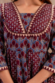 Women Ethnic Motifs Printed Pure Cotton Anarkali Kurta with Trouser & Dupatta