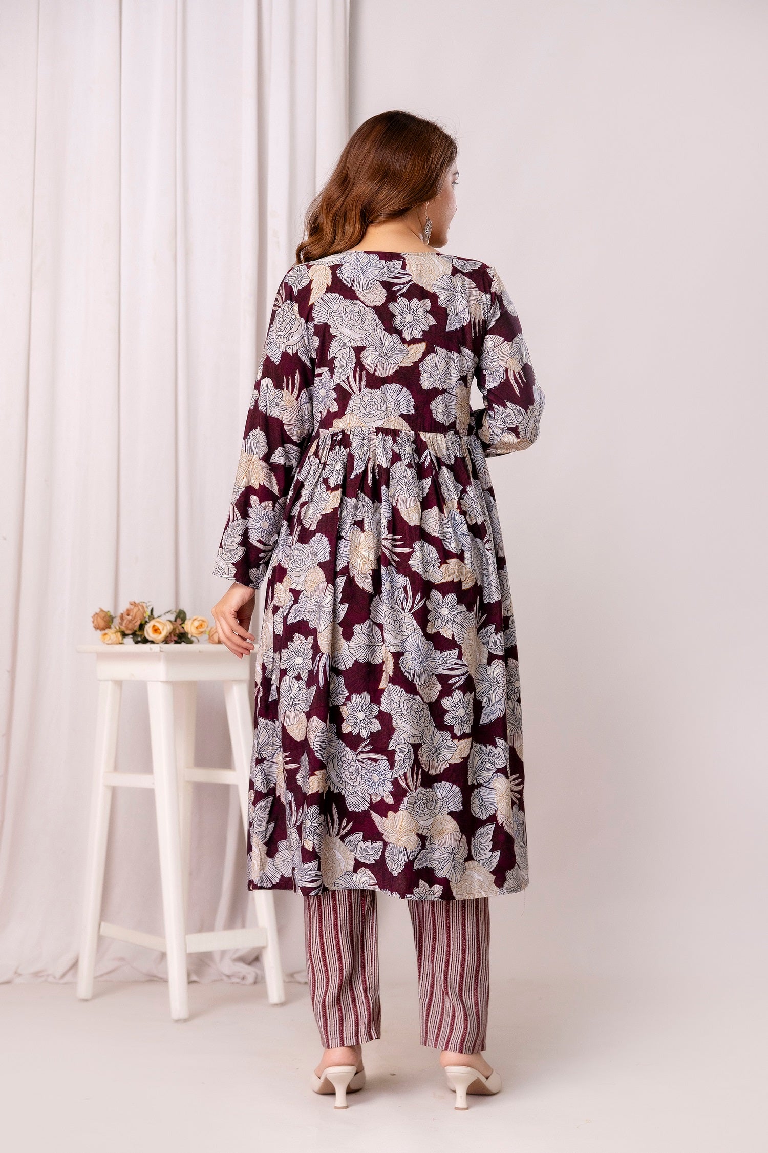 Floral Printed Modal Straight Kurta With Trousers & Dupatta