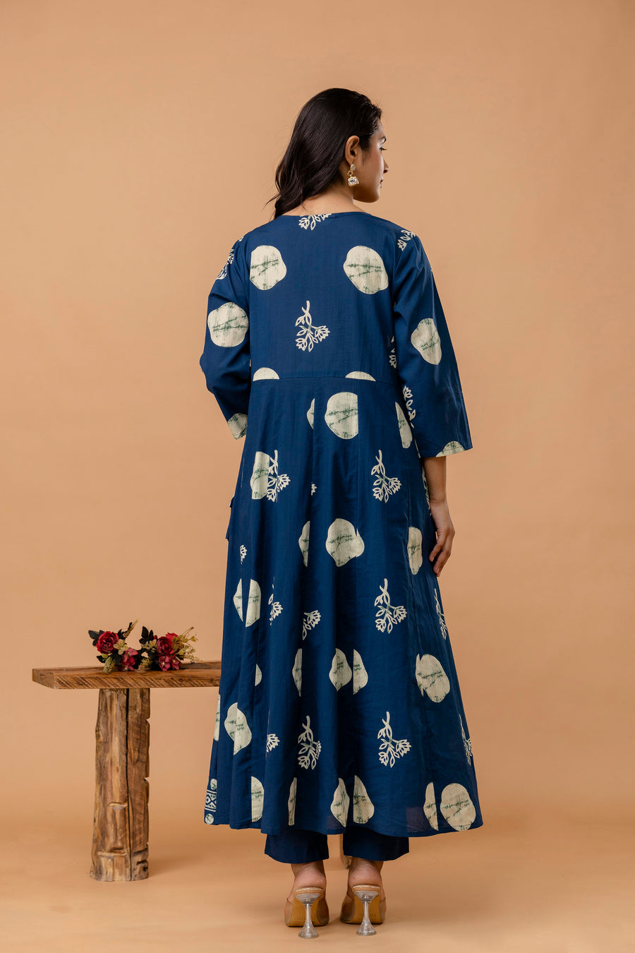 Women Printed Angrakha Pure Cotton Kurta with Trousers & With Dupatta