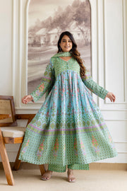 Women Floral Printed A-Line Kurta with Palazzos & Dupatta