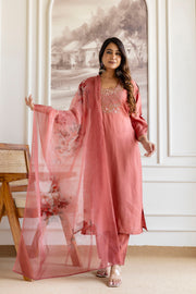Women Floral Embroidered Kurta with Trousers & Dupatta