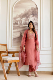 Women Floral Embroidered Kurta with Trousers & Dupatta