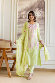 Women Ethnic Motifs Embroidered Kurta with Trousers & Dupatta