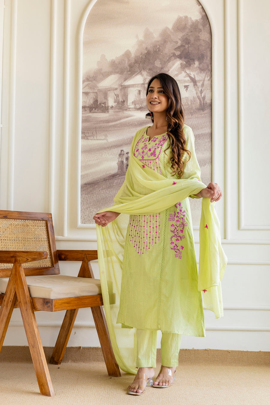 Women Ethnic Motifs Embroidered Kurta with Trousers & Dupatta