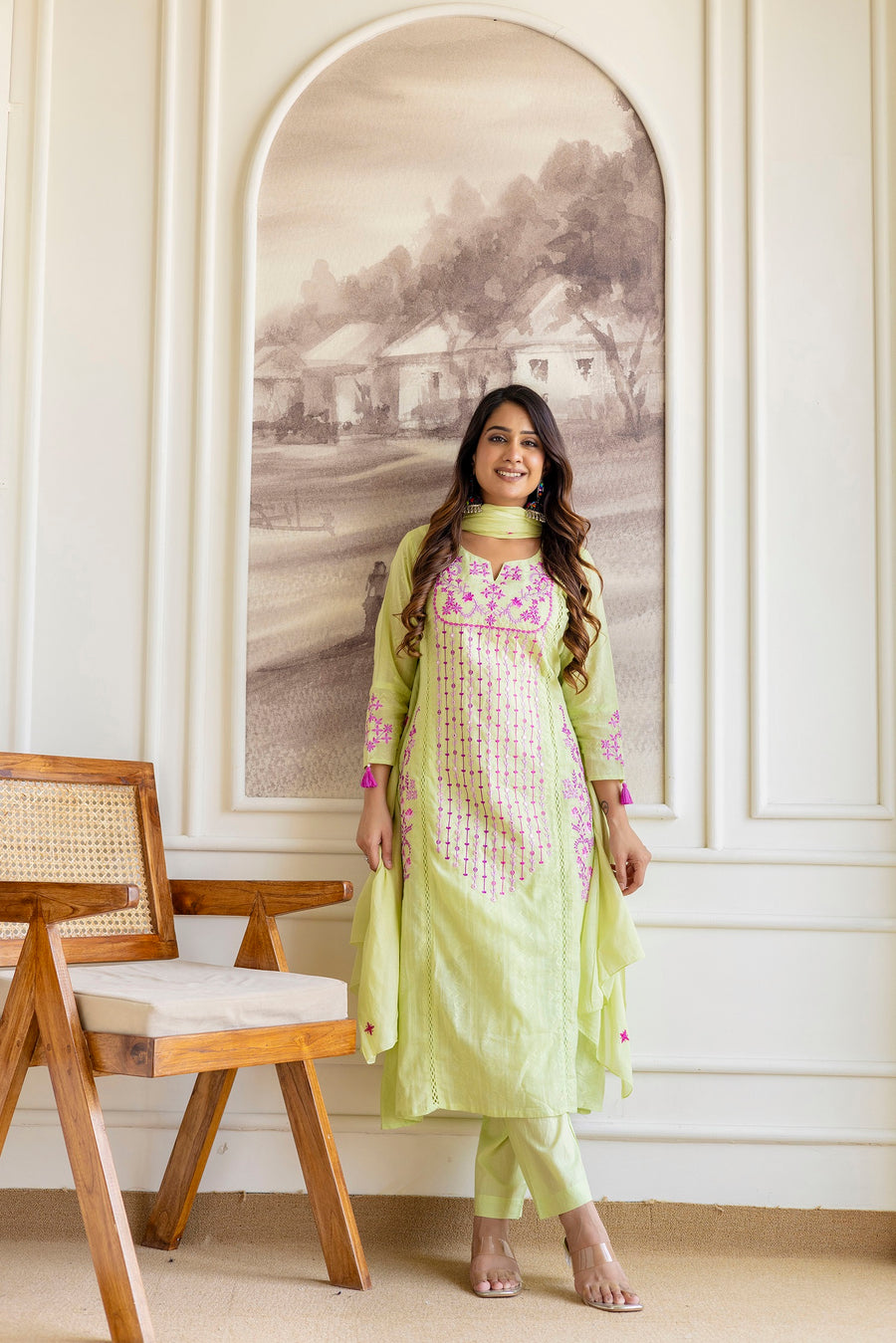 Women Ethnic Motifs Embroidered Kurta with Trousers & Dupatta