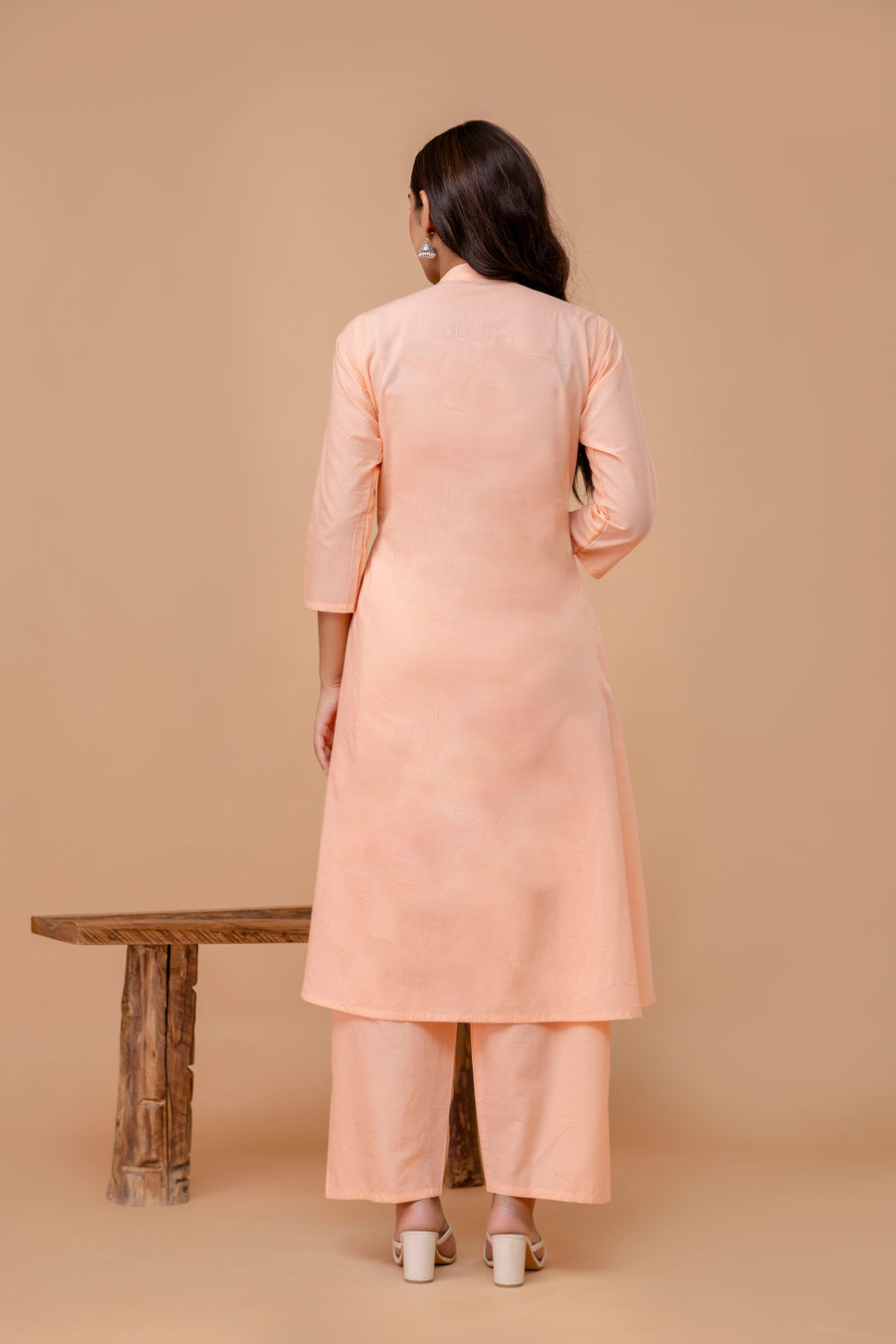 Floral Embroidered Thread Work Mandarin Collar Pure Cotton Kurta & Trouser