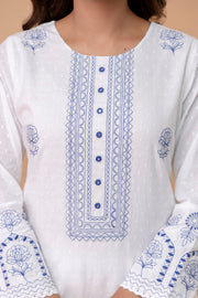 Women Floral Embroidered Cotton A-Line Kurta with Trousers & Dupatta