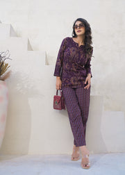 Printed Round Neck Top With Trousers Co-Ords