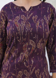 Printed Round Neck Top With Trousers Co-Ords
