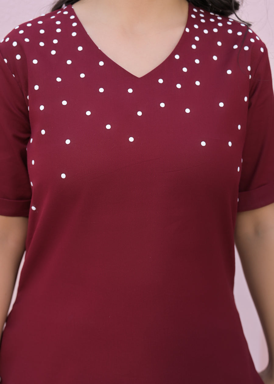 Printed V Neck Top With Trousers Co-Ords