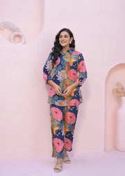 BLUE MULTICOLOR PARTY WEAR CORD SET