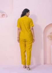 Yoke Design Shirt With Trousers Co-Ords