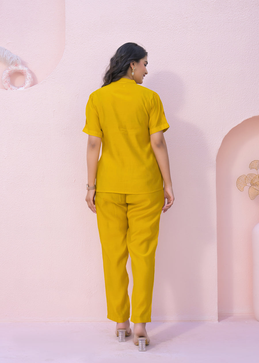 Yoke Design Shirt With Trousers Co-Ords