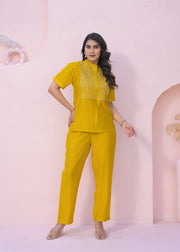 Yoke Design Shirt With Trousers Co-Ords