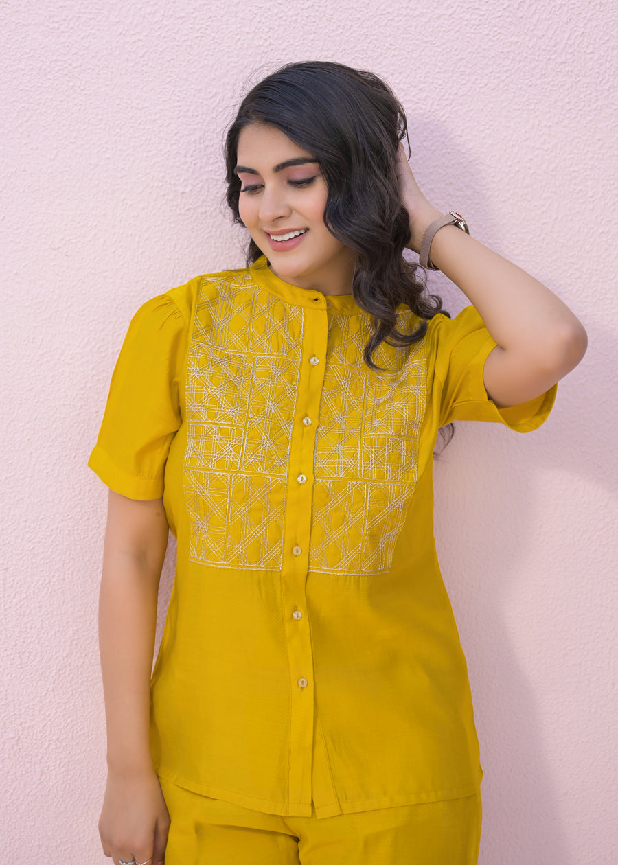 Yoke Design Shirt With Trousers Co-Ords