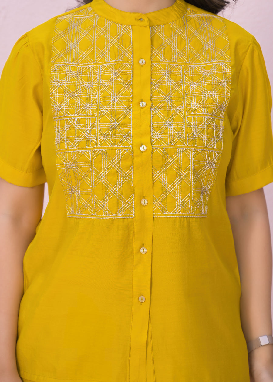 Yoke Design Shirt With Trousers Co-Ords