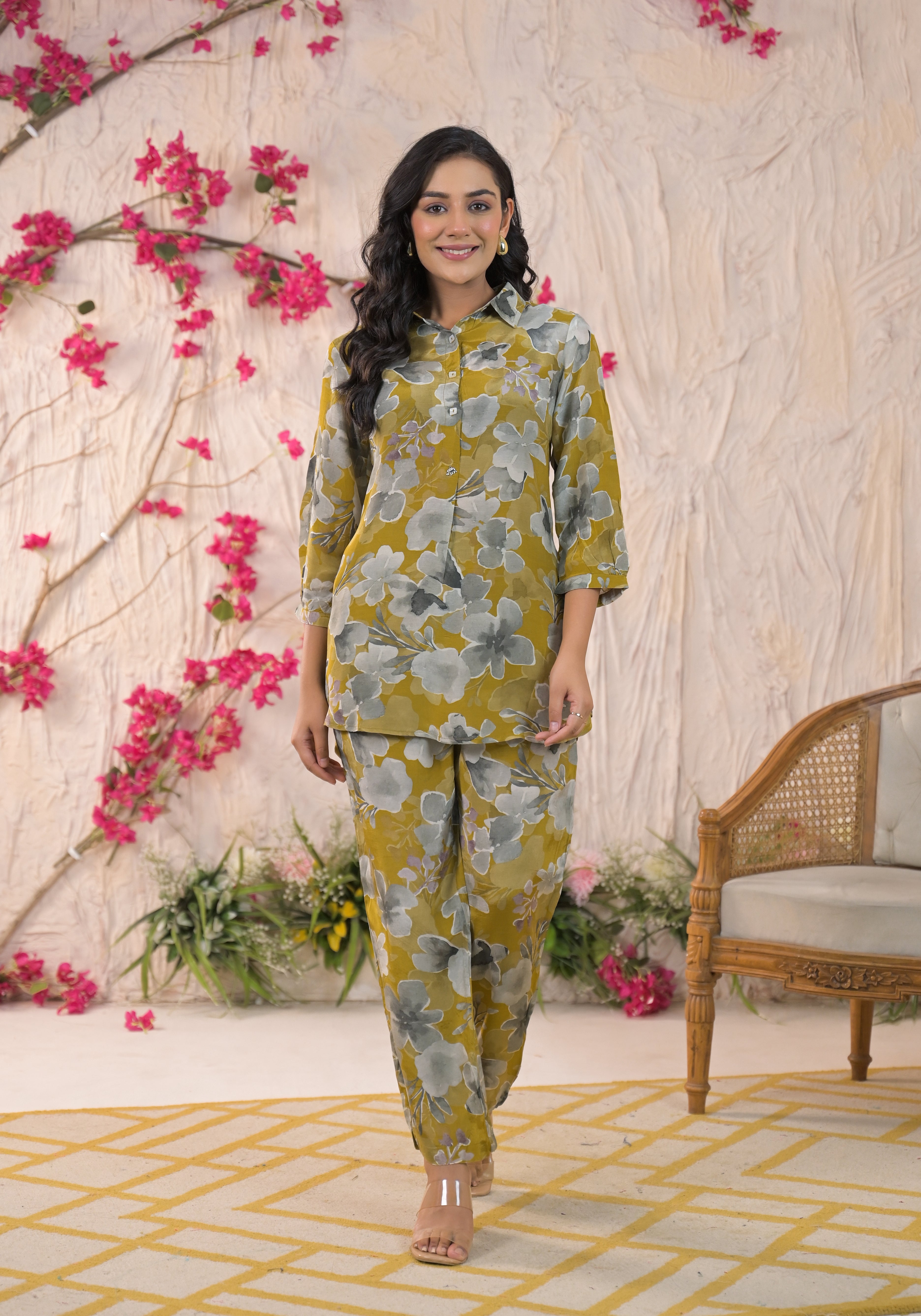 YELLOW FLORAL CORD SET