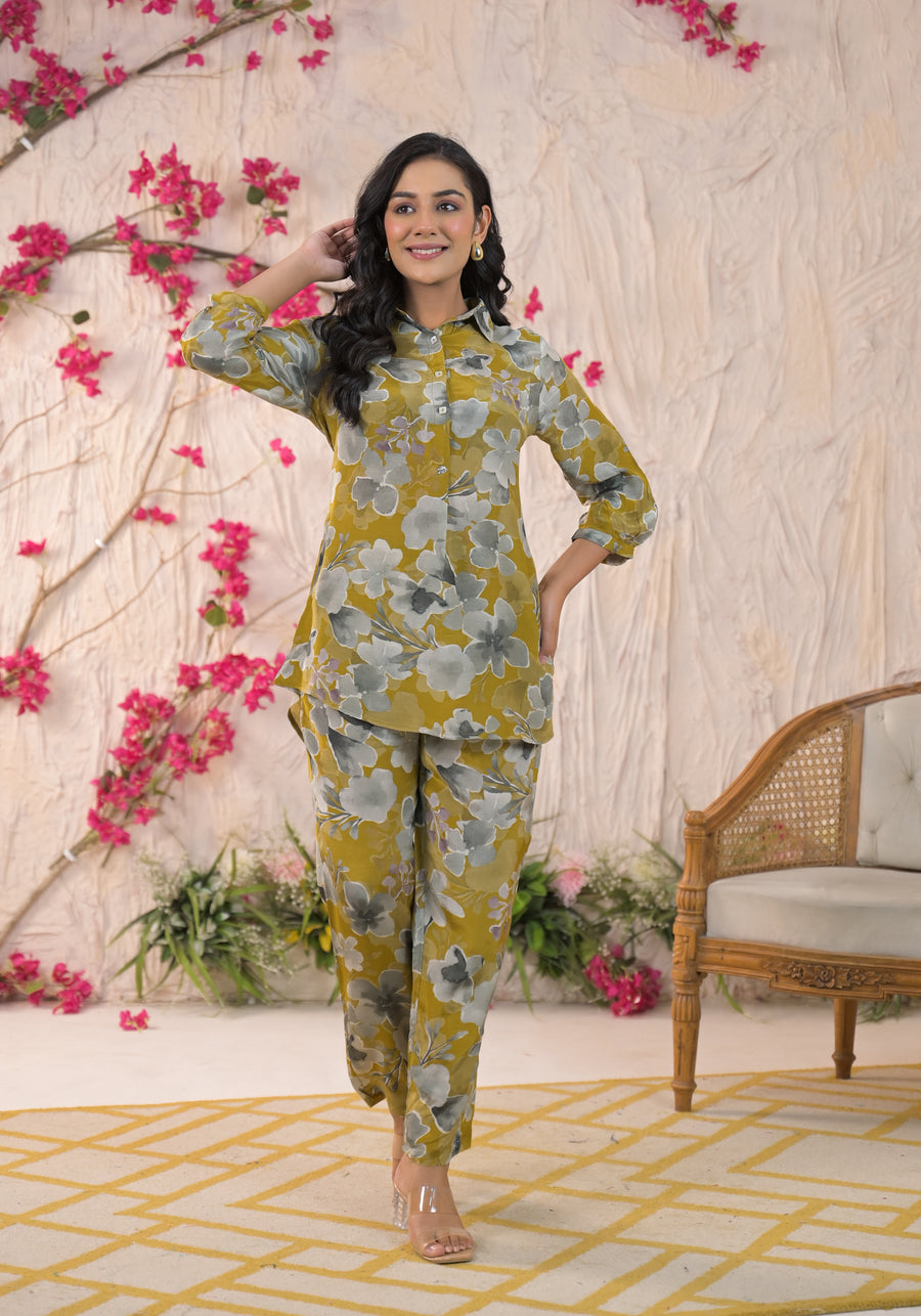 YELLOW FLORAL CORD SET