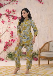 YELLOW FLORAL CORD SET