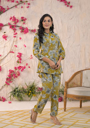 YELLOW FLORAL CORD SET