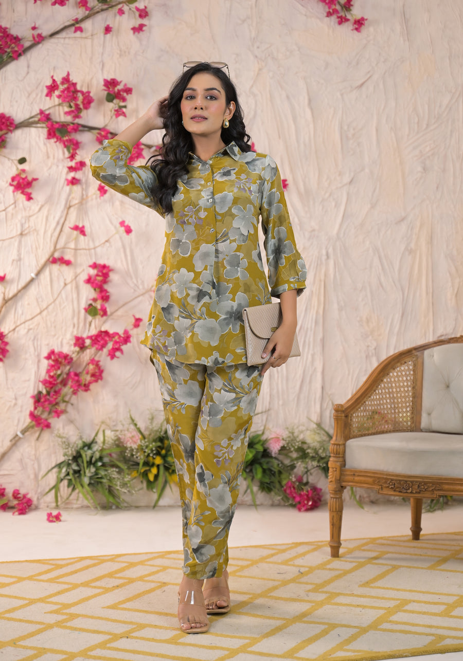 YELLOW FLORAL CORD SET