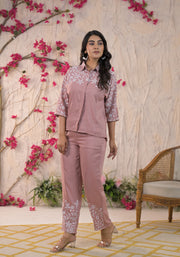Pink Color embroidery party wear cord set