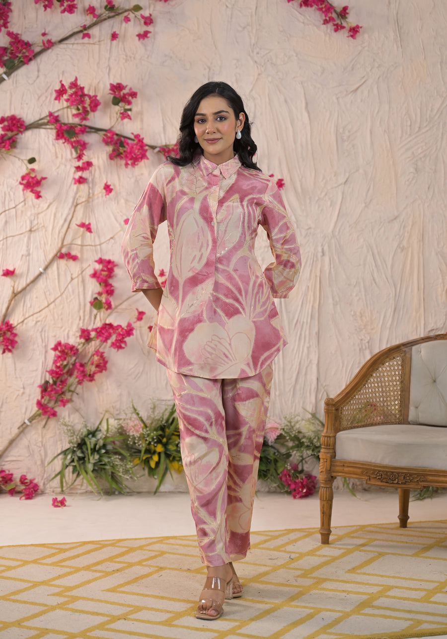 PINK FESTIVE MUSLIN CORD SET