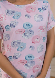 Floral Printed Boat Neck Top With Trousers Co-Ords