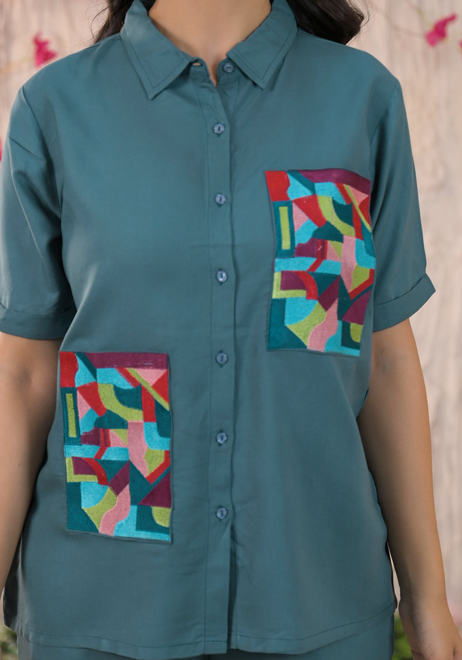 Embroidered Shirt & Trouser Co-Ords Set