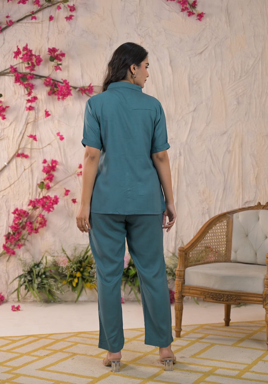 Embroidered Shirt & Trouser Co-Ords Set
