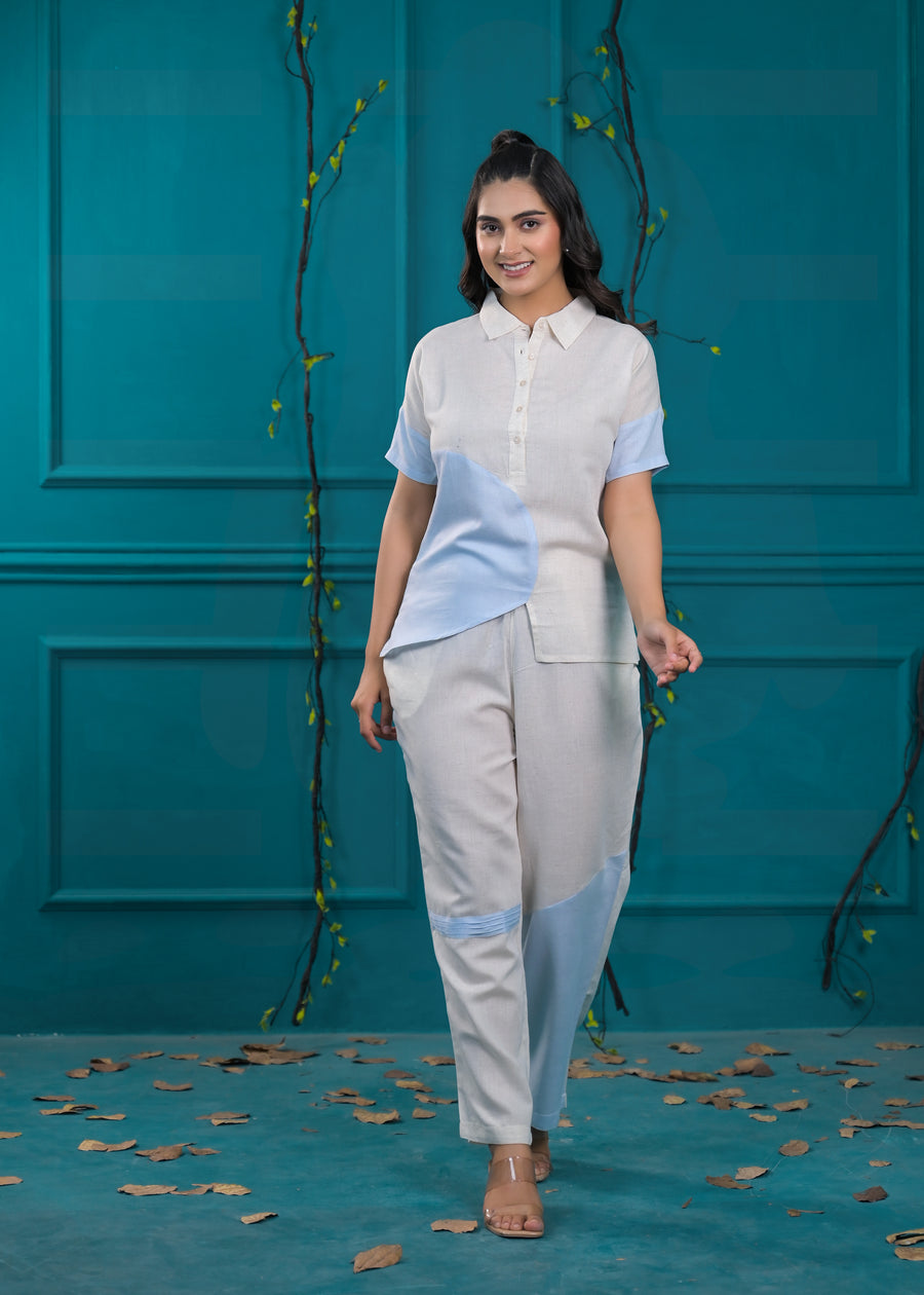 Colorblocked Shirt & Trouser Co-Ords Set