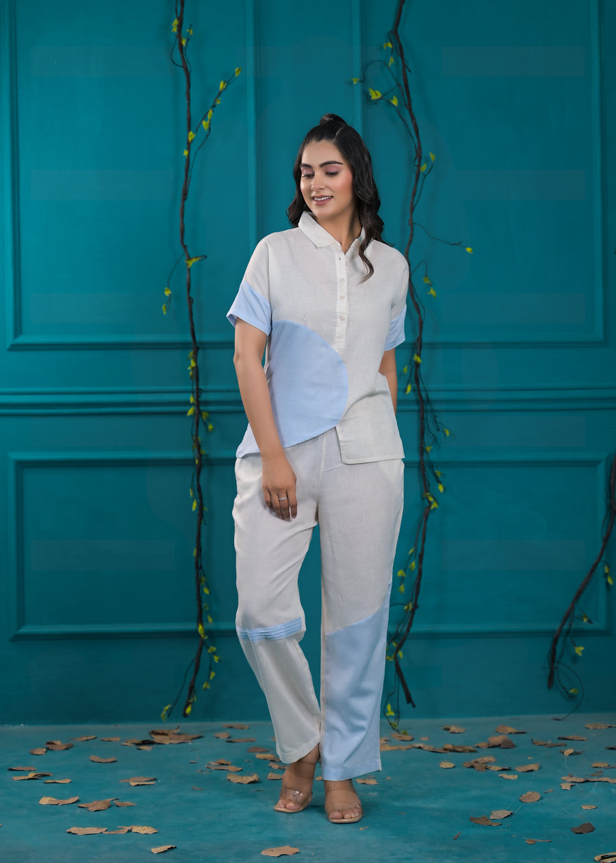 Colorblocked Shirt & Trouser Co-Ords Set