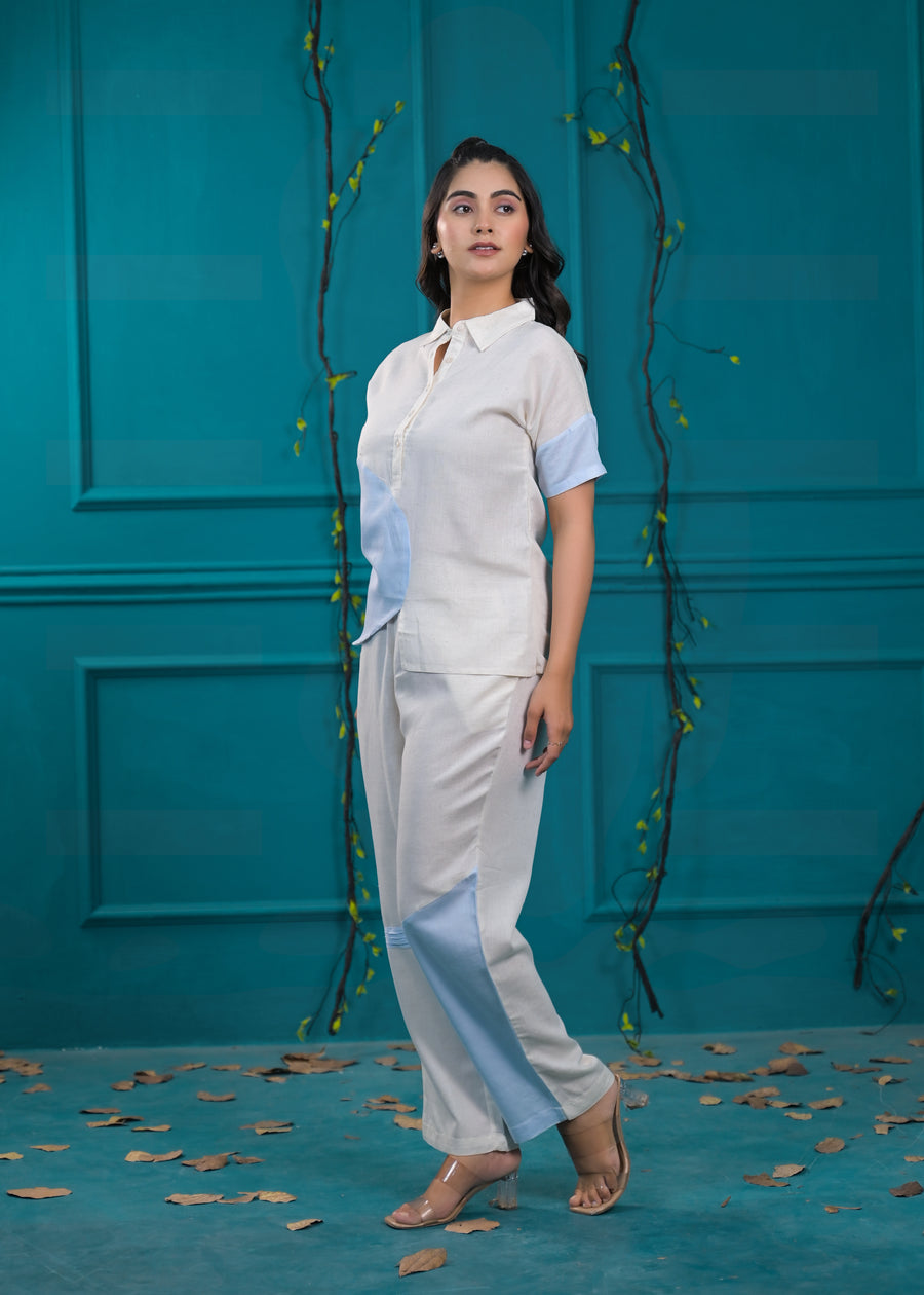 Colorblocked Shirt & Trouser Co-Ords Set