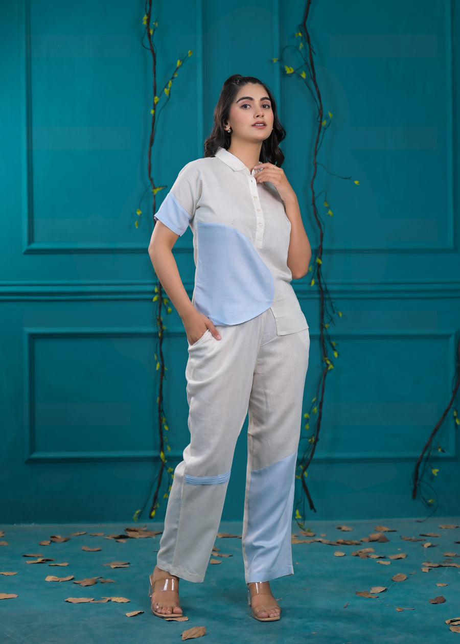 Colorblocked Shirt & Trouser Co-Ords Set