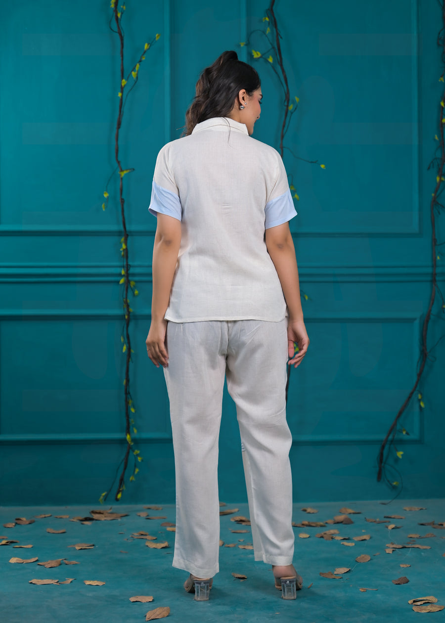 Colorblocked Shirt & Trouser Co-Ords Set