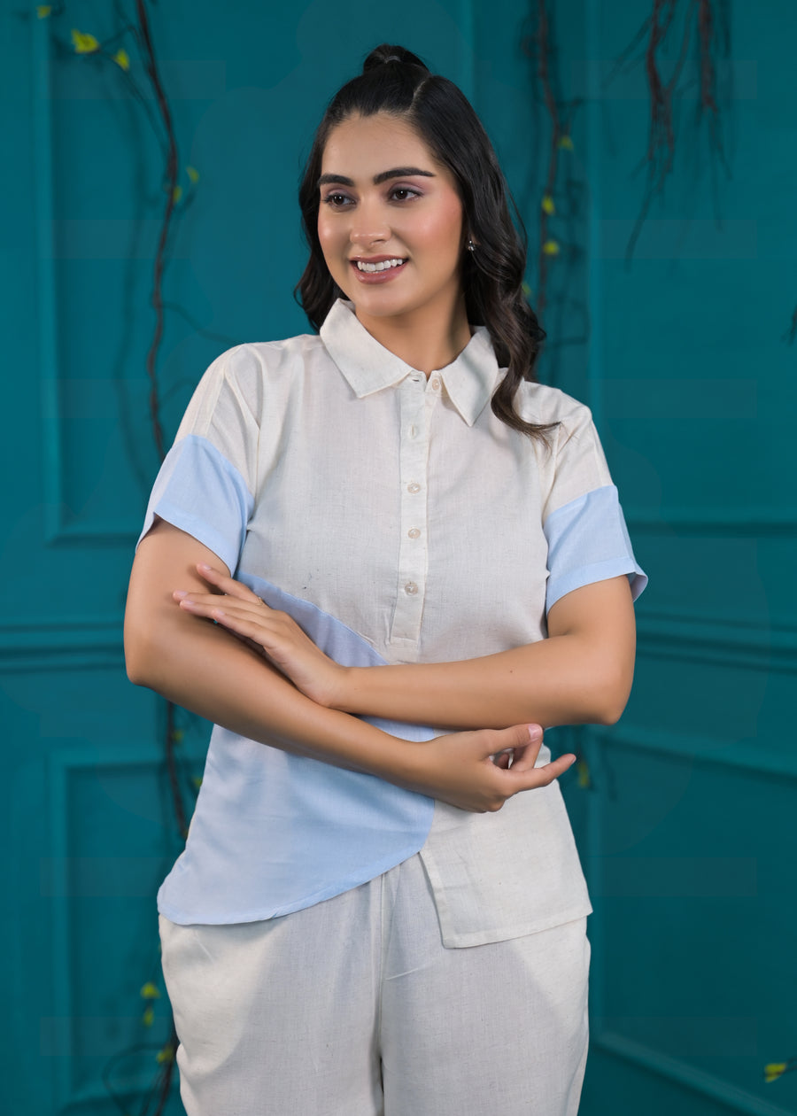 Colorblocked Shirt & Trouser Co-Ords Set