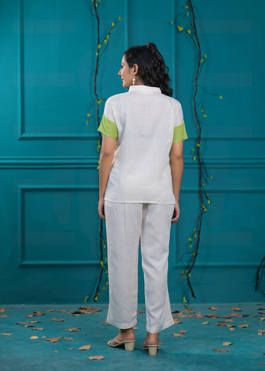 Colorblocked Shirt & Trouser Co-Ords Set